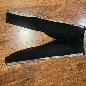 Athleta Black Pants with silver stripe down side